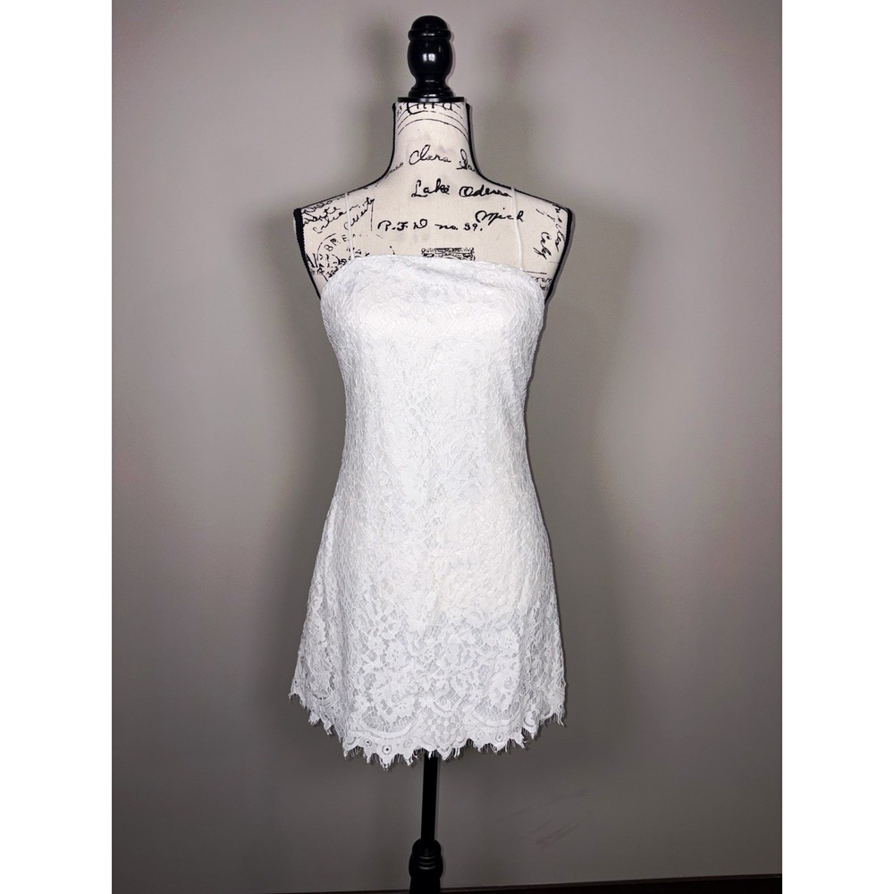 Trixxi White Lace Mini Dress Womens Size Small Spaghetti Strap Sleeveless Party